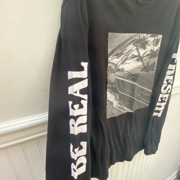 Forever 21 Men's Black T-shirt Long sleeve size Medium Be Real tee - Picture 5 of 6